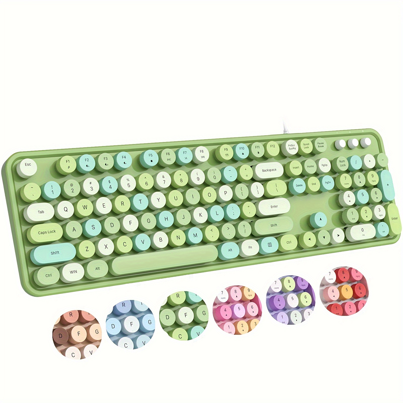 

Wired Keyboard, 104 Keys Full-sized Typewriter Keyboards, Usb Plug And Keyboard With Number Pad, Caps Indicators, Foldable Stands For Windows, Pc, Laptop (green )