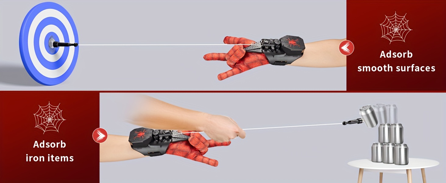 spider silk shooter automatic reel with gloves and magnetic adhesive suitable for ages 3 8 details 1