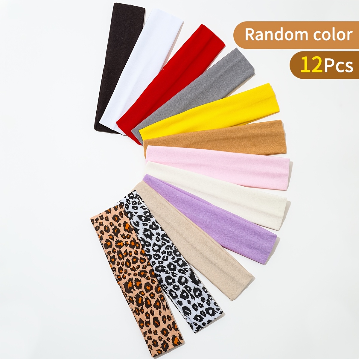 TEMU 12pcs Set Of Women's Fashionable And Simple Solid- Headbands And Headscarves In Random Colors, Suitable For Daily Casual Wear, Yoga, And Running