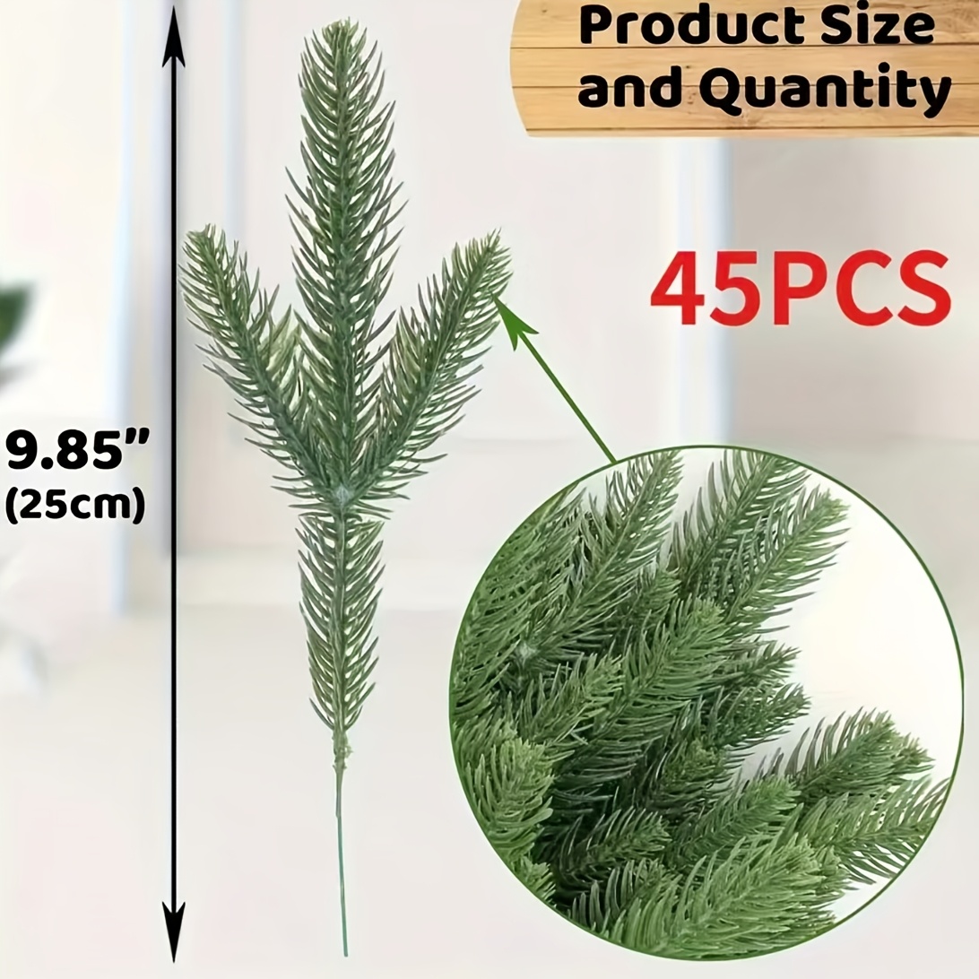 TEMU 45pcs Realistic Artificial Pine Branches - Evergreen Pine For Christmas Wreaths, Garlands