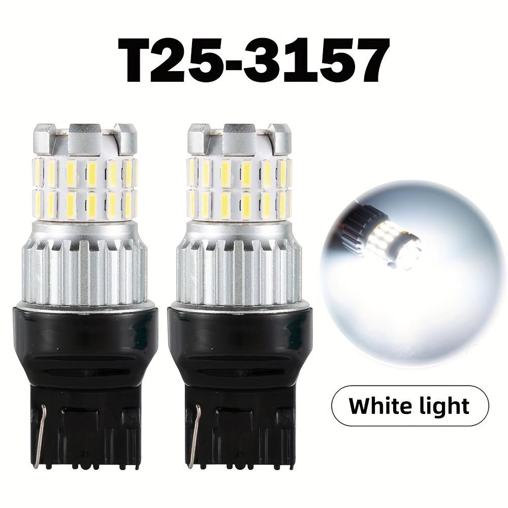 TEMU 2pcs Car Led Bulb 3156 P27w T25 3157 Smd High Power 12v Led Signal Light Canbus No Error Rear Lamps, Without Battery