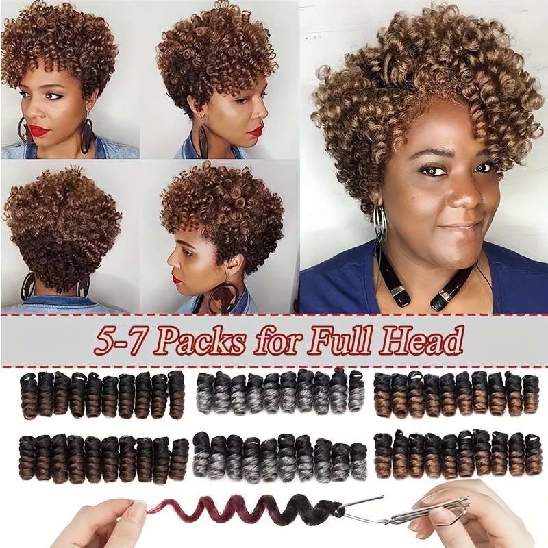 60 roots 10inch jamaican bounce  y crochet braids hair extensions 12mm   diameter tapered cut   wand short bouncy for 3packs details 2