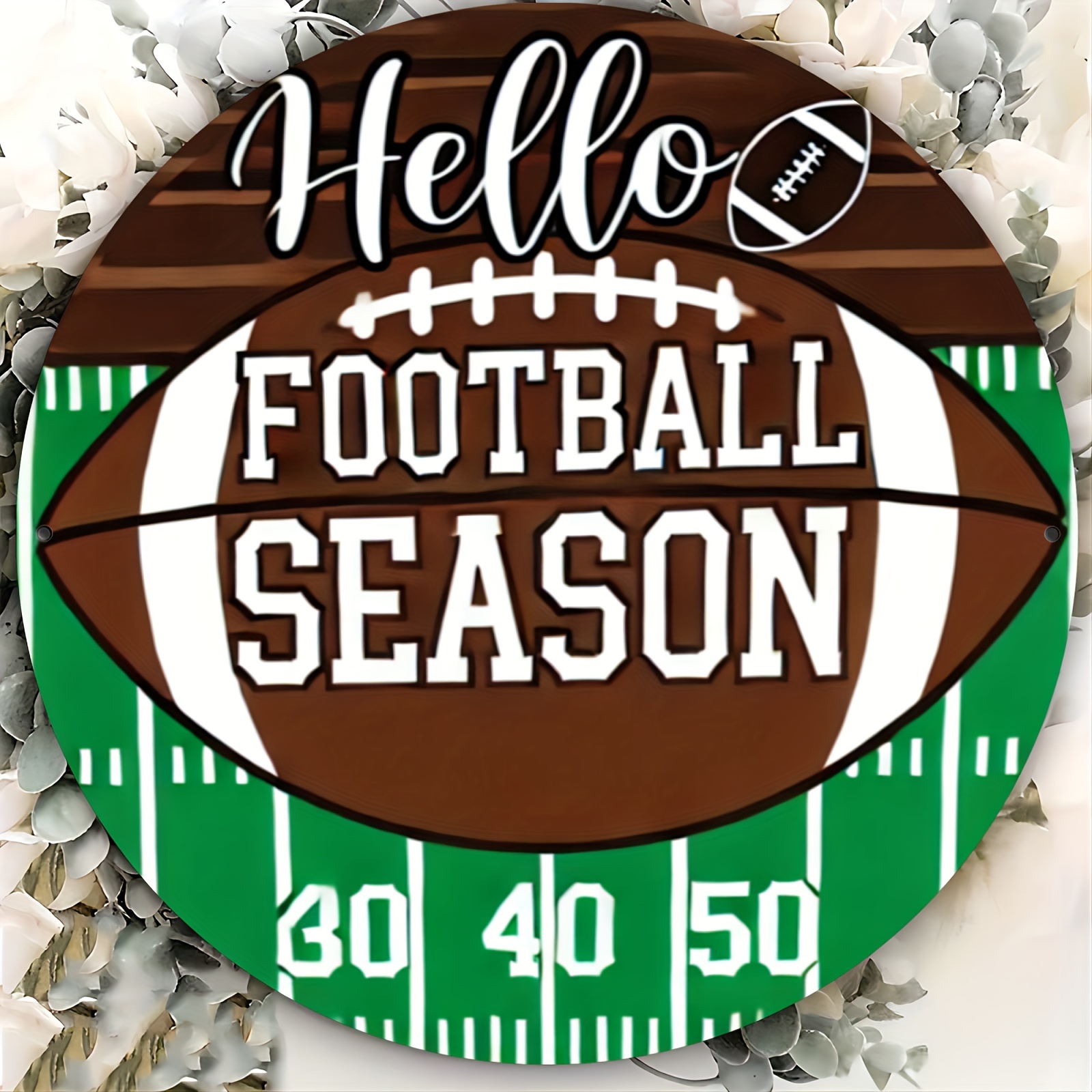 TEMU 2d Flat, 1pc Football Wall Decor Sign - Heavy-duty Suitable For Home, For Man Cave, Sports Bar - Theme Decoration With Pre-drilled Holes,