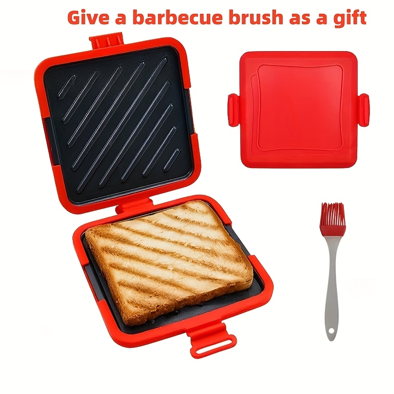 TEMU 2 Newly Upgraded Microwave Sandwich Machines (1 Sandwich Baking Tray And Bbq Brush) With Flat Bottom And Free Baking Brush - Fast Crispy Toast
