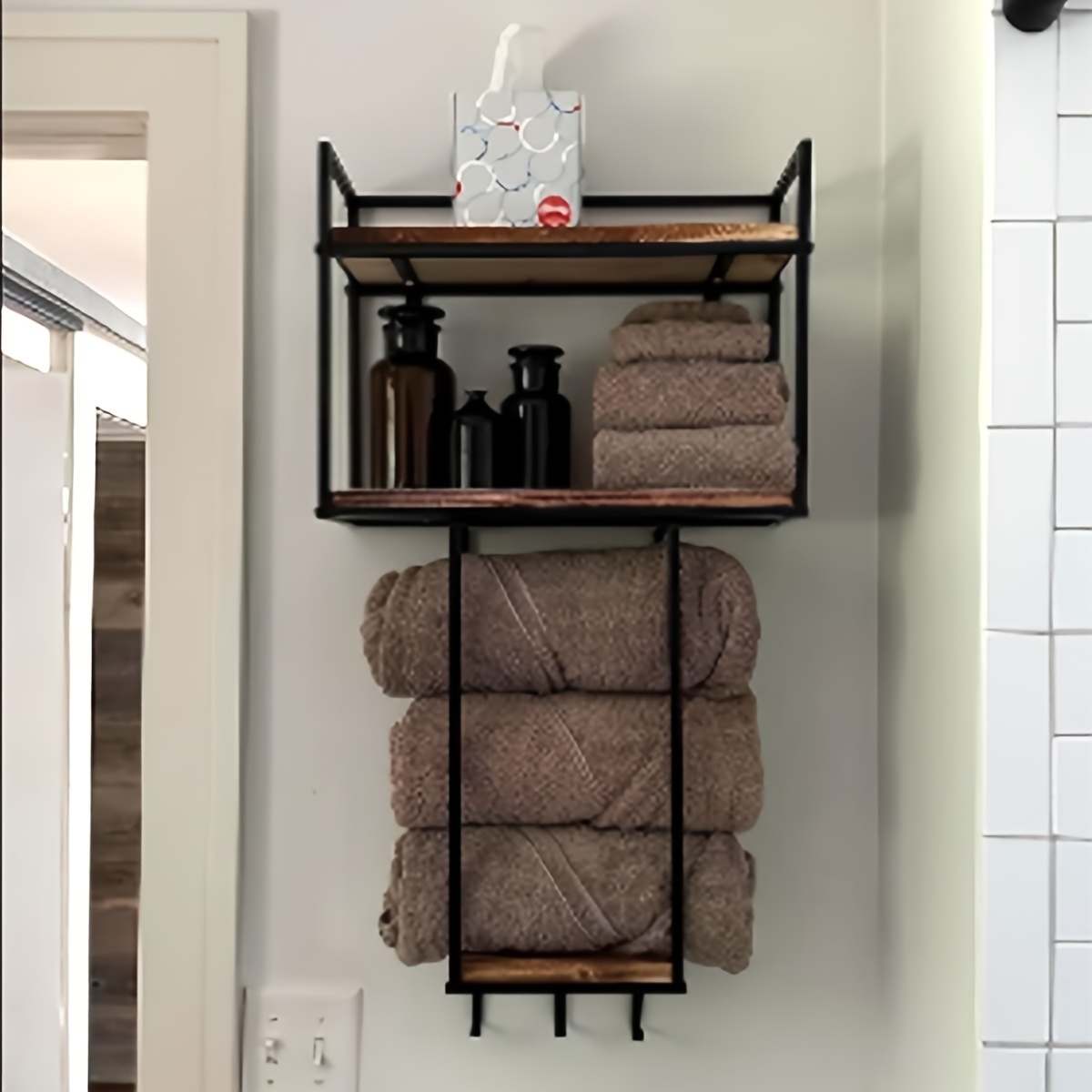 

Towel Rack Wall Mounted - Space-saving Design For Small Bathrooms - Organizer For Towels, Blankets, And More - Ideal For Rvs And Hotels