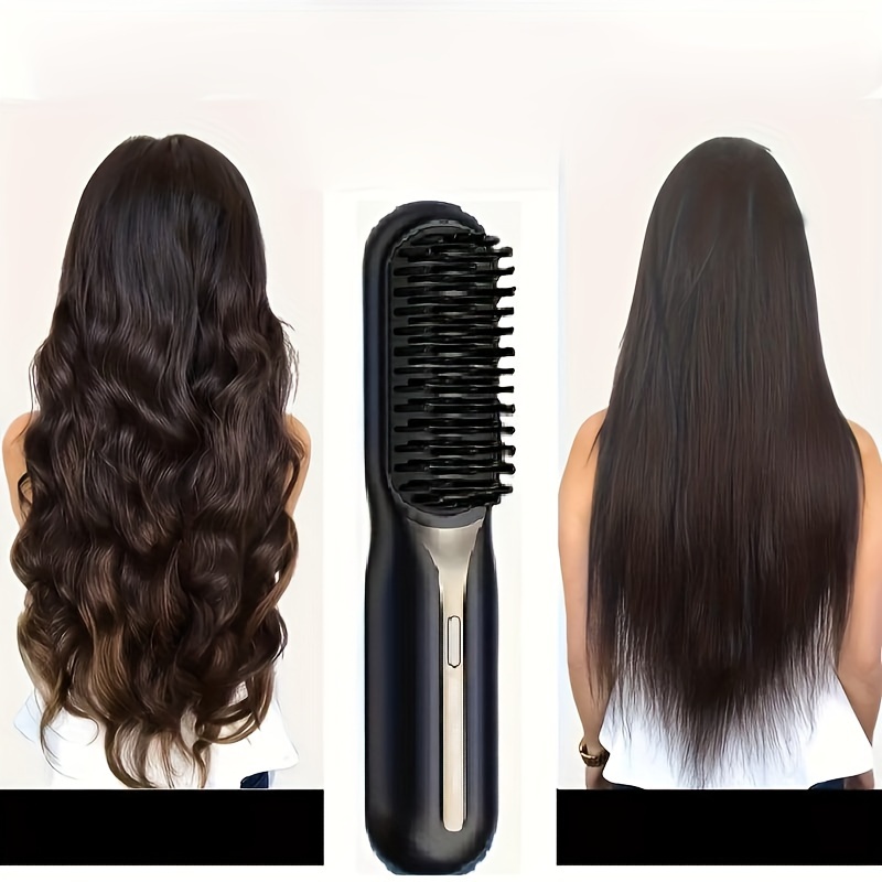 

Ion-infused Hair Straightening Brush, Wireless Charging, Portable Electric Hair Straightener Comb, Cordless Design