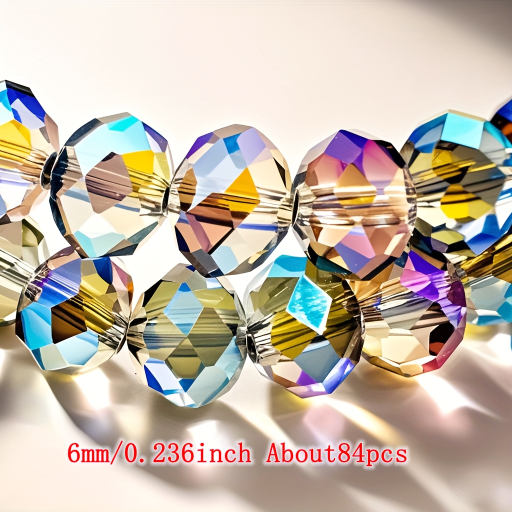 TEMU 116/84/64 pezzi di perle artificiali trasparenti blu abbaglianti in , dimensione 4/6/8mm sfaccettate con AB , adatte per di gioielli fai-da-te