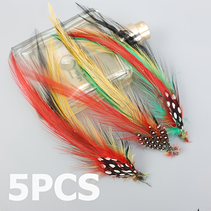 TEMU 5pcs Colorful Craft Feathers, 10-15cm Length, Decorative Plumes For Corsage, Hair Additions, Clothing And Hat Embellishment, Handmade Craft