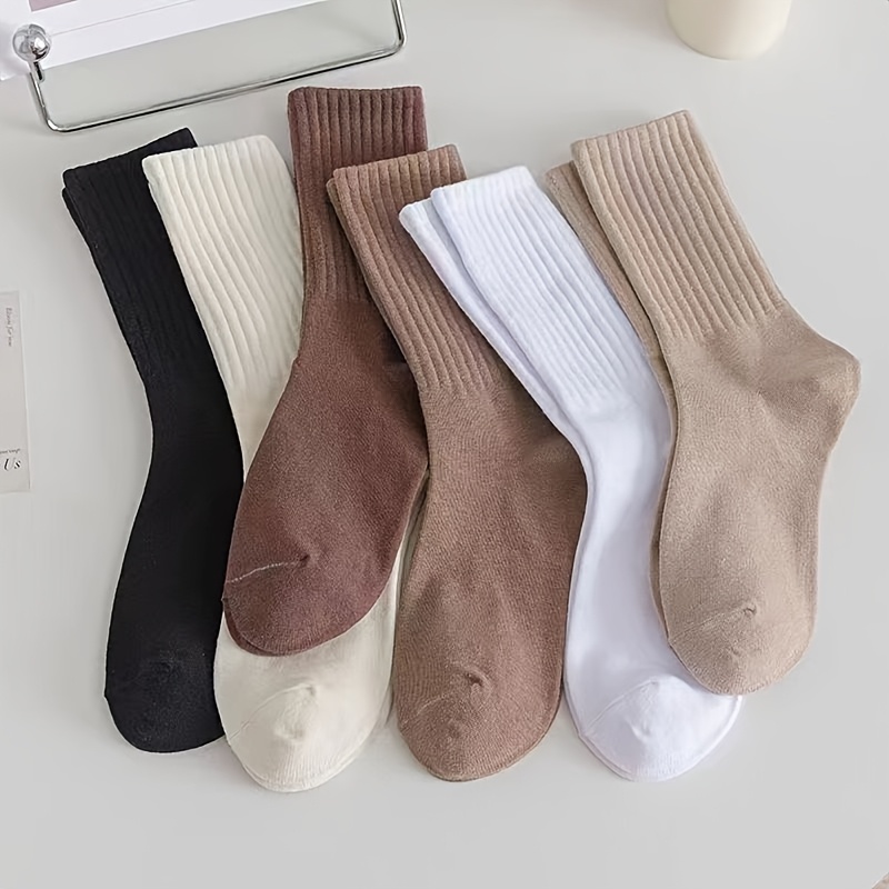 TEMU 5 Pairs Of Women's Socks, Made Of Sheer Pure, Casual, Mid Length, Cute, Women's Ankle Socks, Women's Socks, Casual Boots And Socks, Women's