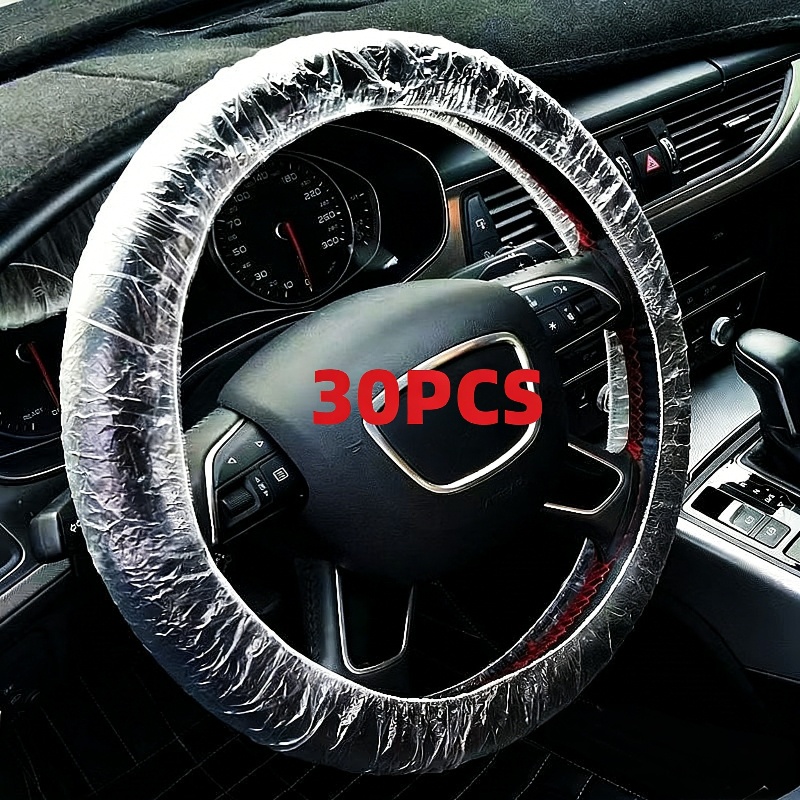 TEMU 30pcs Disposable Steering Wheel Covers, Providing Dustproof And Waterproof Protection For Steering Wheels During Car Maintenance, Repair, And