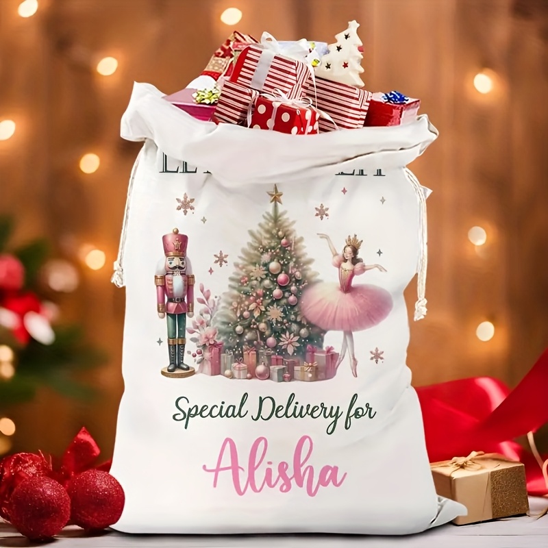 TEMU Sacchetto Regalo Natalizio Personalizzato con /Testo a Tema - /Messaggio, Borsa con , Spazioso per Feste, Matrimoni, Baby Shower - Bomboniera