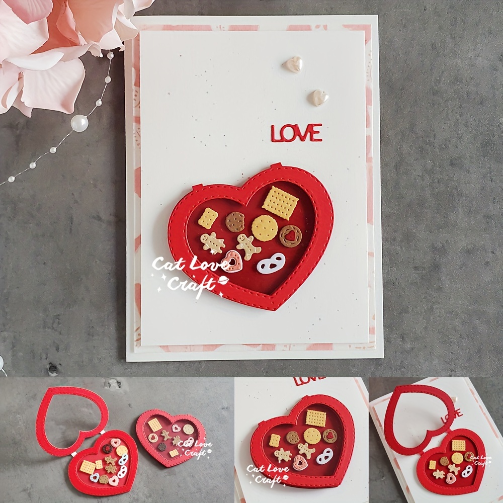 

Catlove 's Day Box & Cookies Metal Cutting Dies - Silvery Scrapbooking For Diy Card Making, Embossing Tool