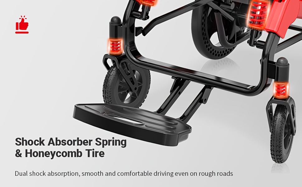collapsible electric wheelchair with long   a christmas gift airline for boarding 12ah lithium battery enables traveling 15 miles comfortable shock absorbing   can bear a weight of 260   Product details 6
