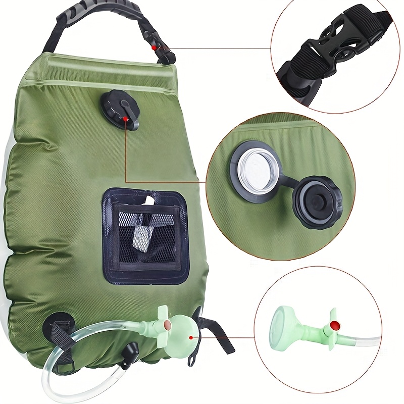 10.57gal Portable Outdoor Camping Shower Bag, PVC Waterproof Bath Bag with Handle, Shower Hose and Drain Valve for Camping, Hiking, Travel