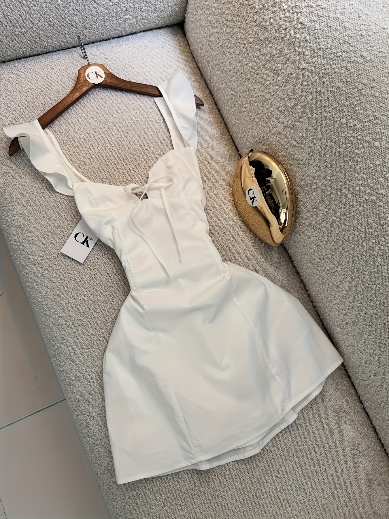 gingham dress strapless The It-Girl Gingham Linen Mini Dress - Blue, Medium | Hazel and Olive