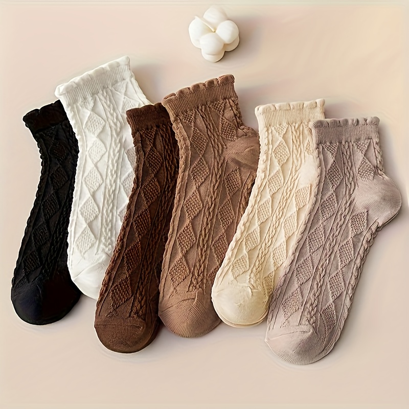 E-shop 6 Paar [Neuester Stil] Trendige Damen Twist Socken Bequem Lässig Atmungsaktiv Geeignet für Frische -Kombinationen