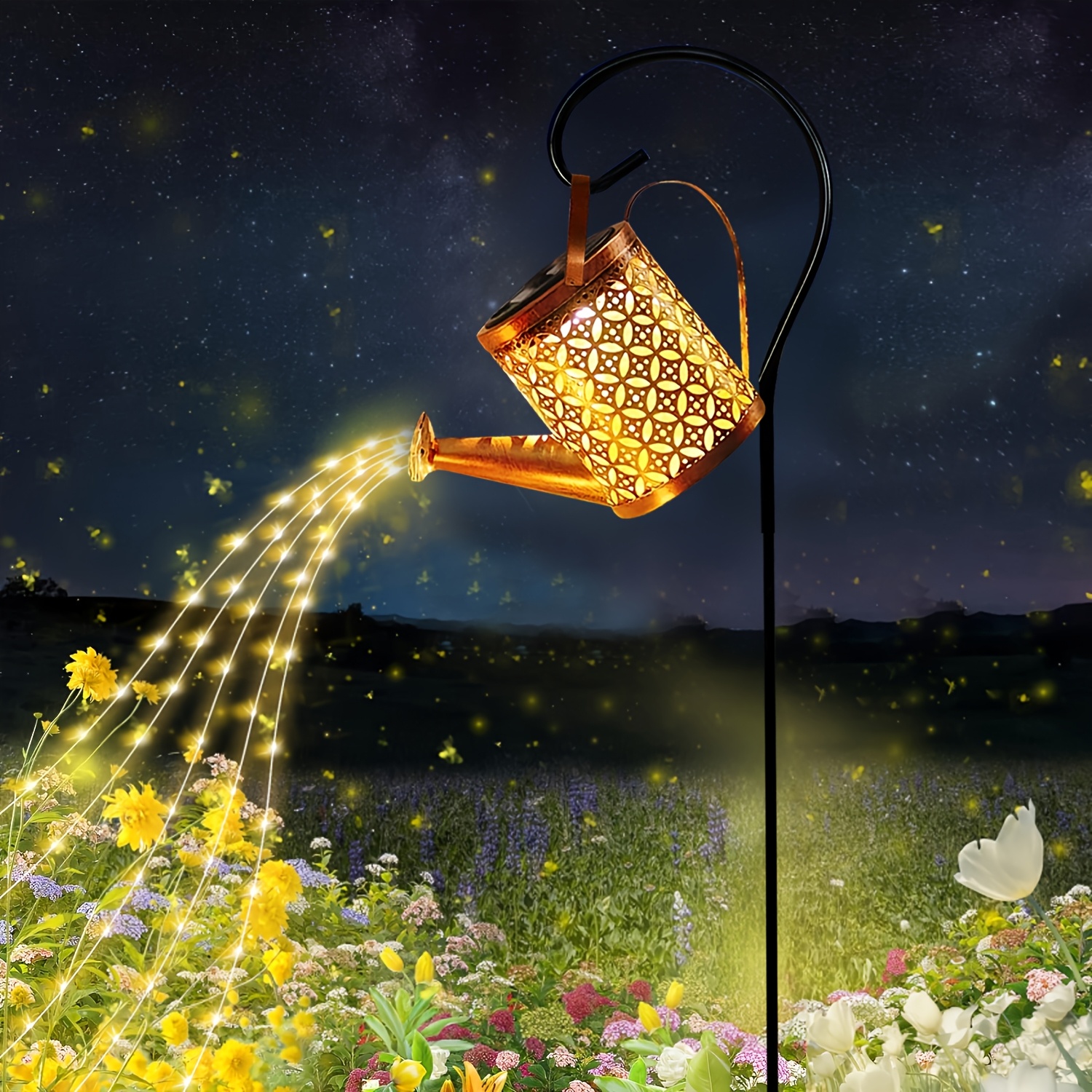 

Solar Watering Can Garden Lights, Metal Hanging Lantern, 600mah Nickel Battery, Outdoor Lawn Yard Path Decorative Solar Powered Lights, No Remote Control