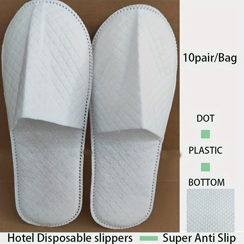 

10 Pairs/pack Of Men's Disposable Slippers, Lightweight Anti-skid Slip-on Indoor Shoes Hotel Shoes For Guests, Plus Size