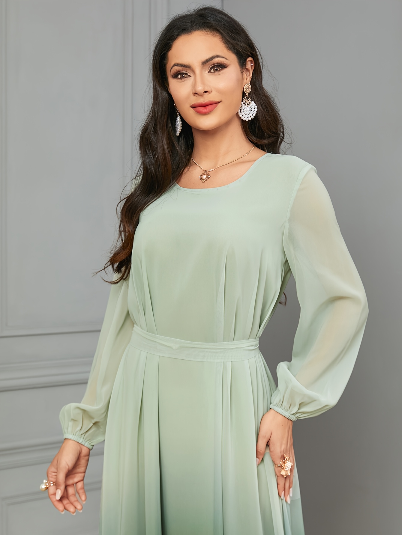 ombre green dress for wedding Olive Modal Waist Tie Dress Olive / XS