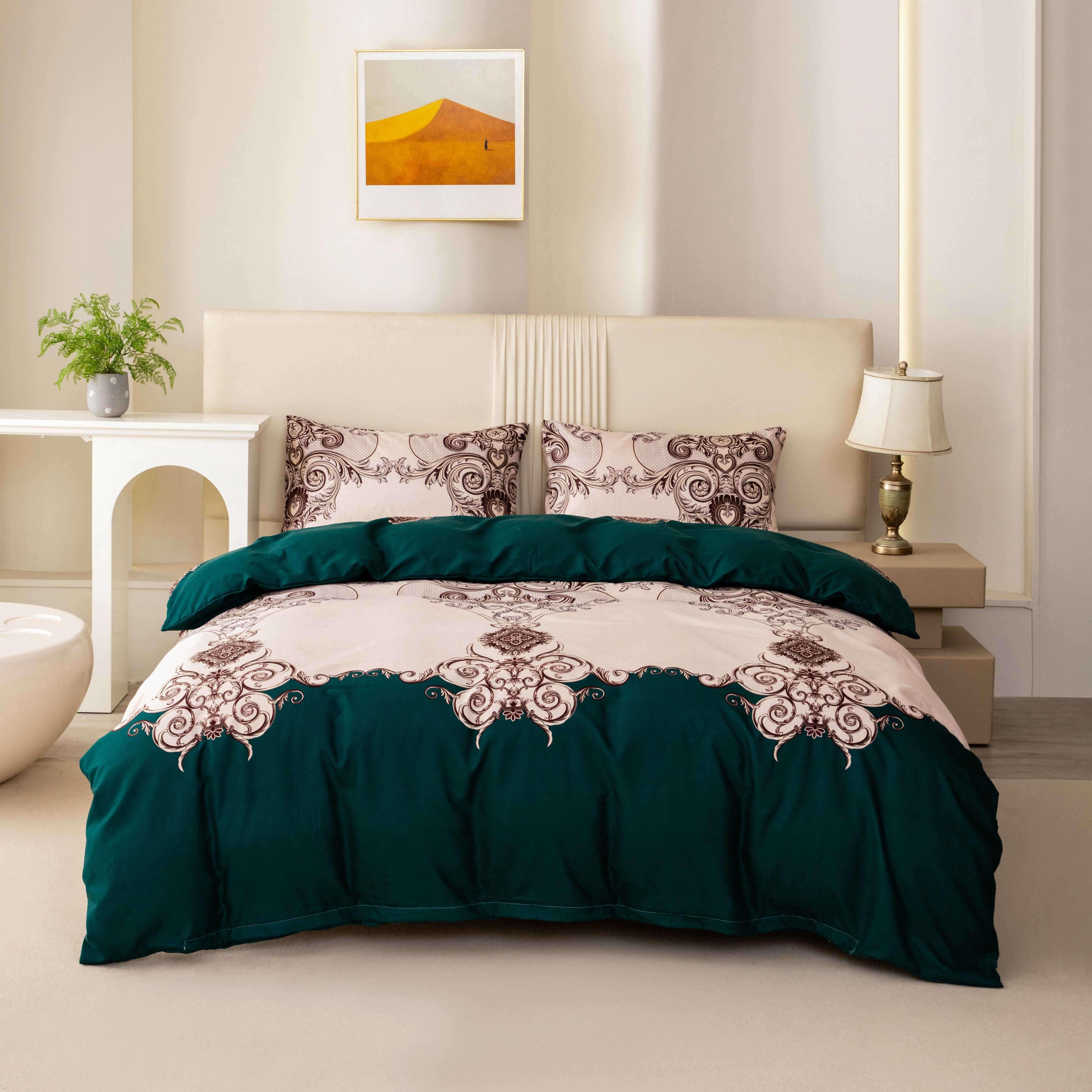 3pcs Printed Polyester Comfortable And Breathable Quilt Cover Set 1 Quilt Cover + 2 Pillowcases No Fitted Sheet, No Filling