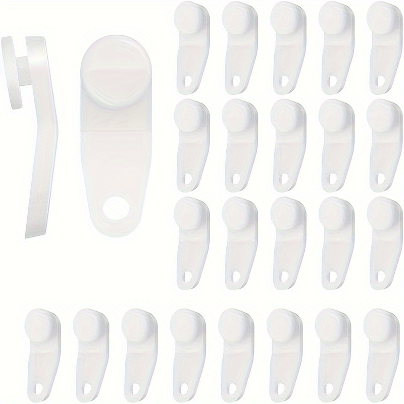 

50pcs Classic White Plastic Curtain Track Gliders - Smooth Rolling Wheel Hooks For Window & Shower Curtains, , No Power Required