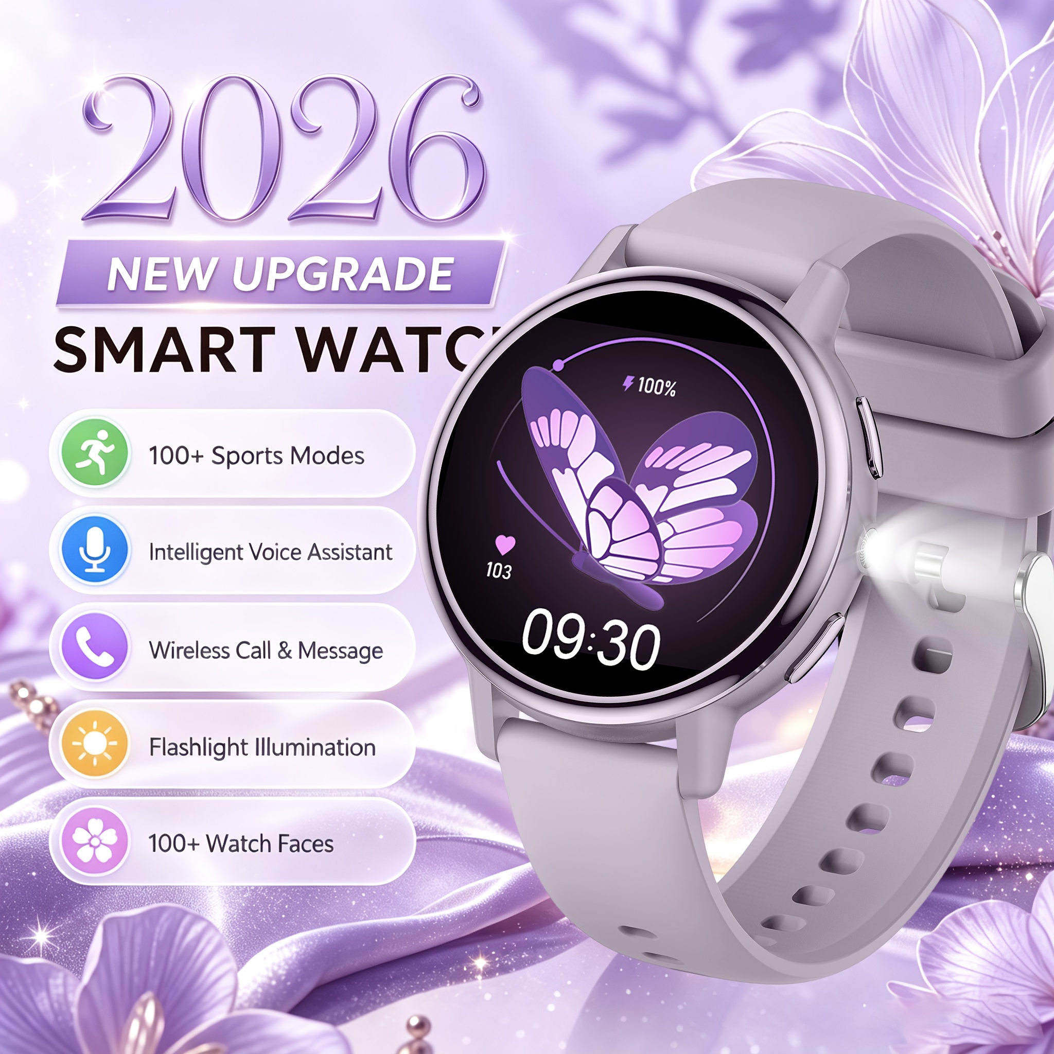 Image of Lige Smart Watch For Women 1, 26-inch Screen Ladies' Fitness Watch With Answer/make Calls Dial 100 Music And Camera Control Weather Display Ipx8 Waterproof Smartwatch For Iphone And