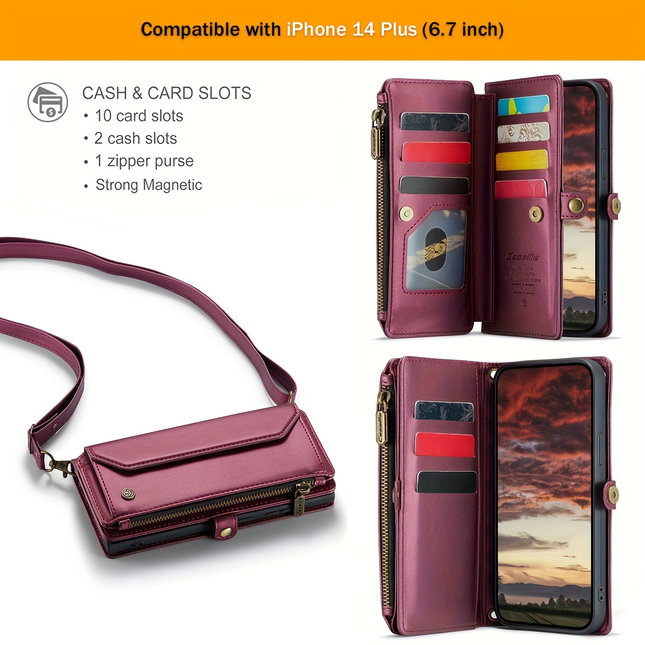 Wallet Phone Case Support Wireless Charging with Blocking Card Holder, Flip Folio Book Faux Leather Protective Phone Cover for iPhone 16e/16/11/12/13/14/15 Pro Max/15 Plus/13 Mini/7/8 Plus/SE 2022/SE 2020 - Image 48