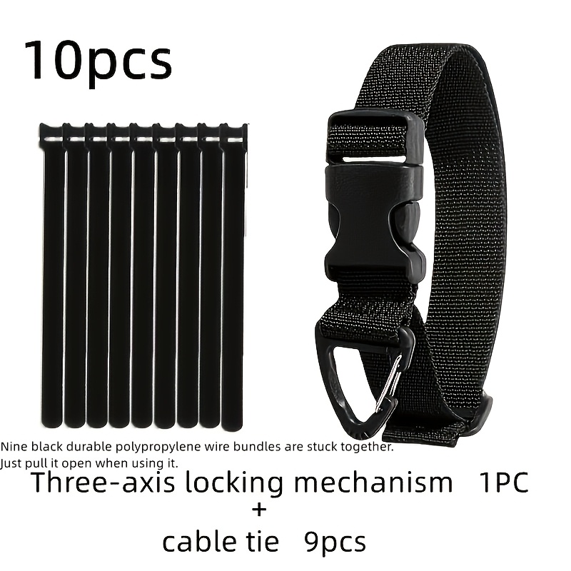TEMU 10pcs-(1 Heavy-duty Garage Storage Strap 9 Black Durable Polypropylene Wire Harnesses) Household Storage And Finishing Appliances, Suitable For