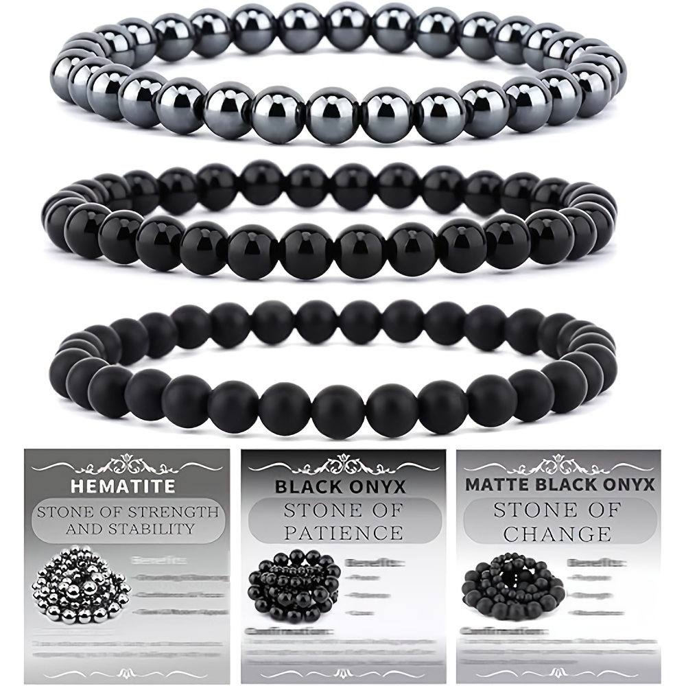 TEMU Bracciale elastico da 3 pezzi in naturale da 6mm in stile boh矇mien, di e �� perfetta per abbigliamento casual o come regalo