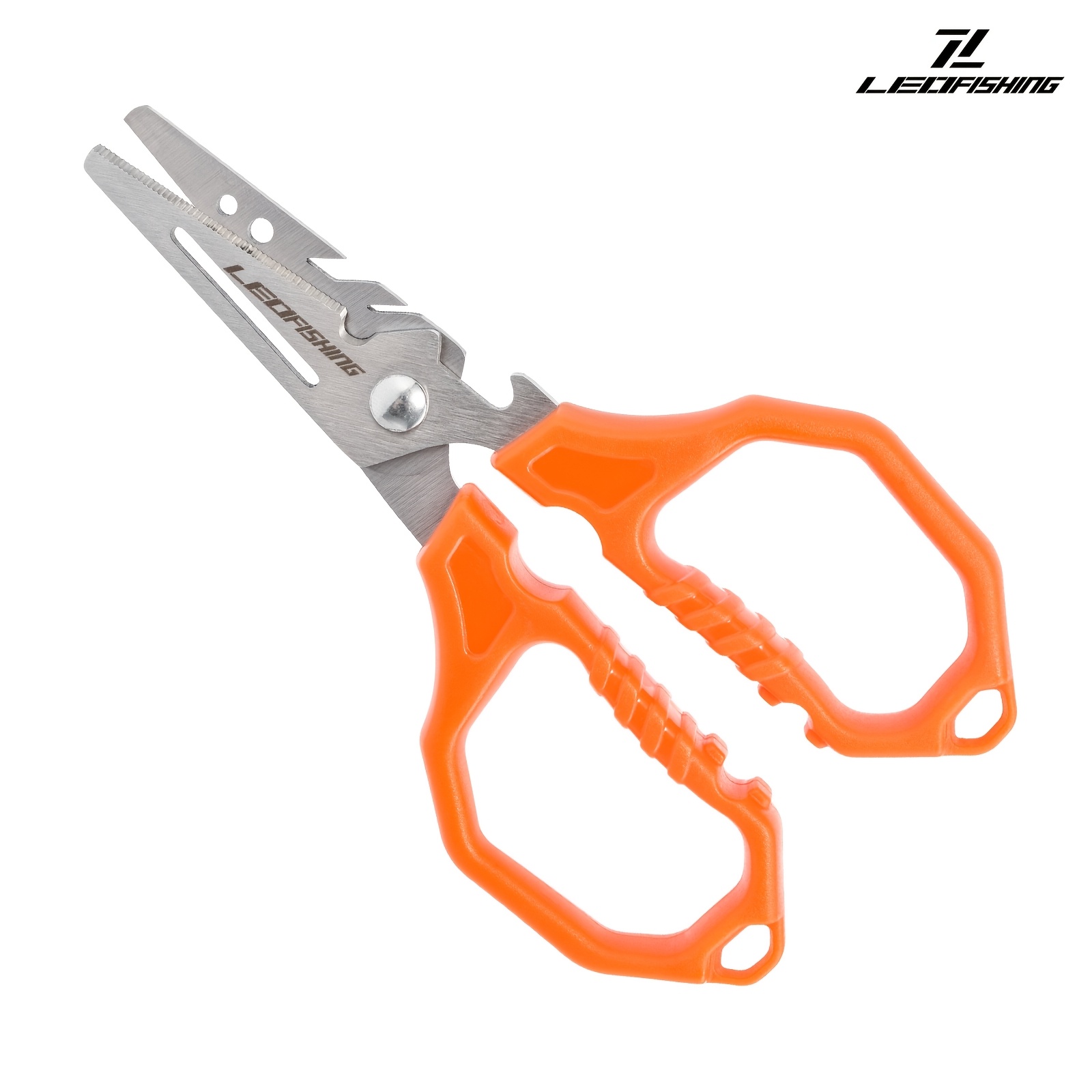 TEMU LEOFISHING Ciseaux de pêche multifonctionnels pour ligne tressée, fil mono fluorocarbone, ciseaux de pêche à prise antidérapante, trous de doigt