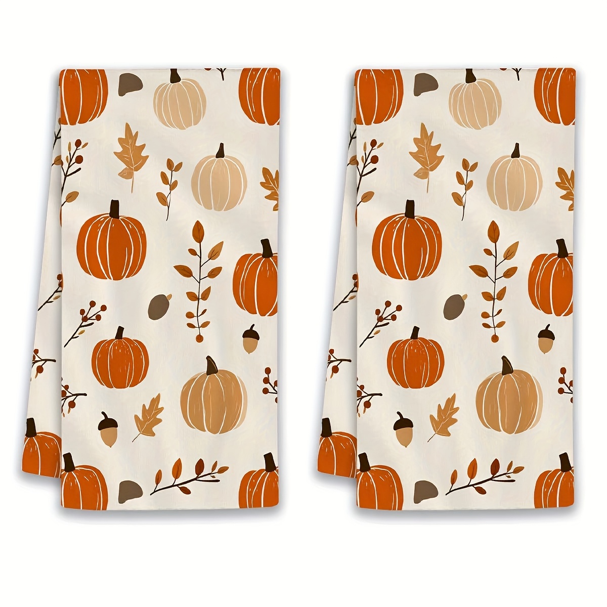 TEMU 2pcs Country Towels, Autumn Thanksgiving Pumpkin And Falling , Suitable For Cooking, Baking, Cleaning, And Bathroom Use - Hand Wash , Ideal For