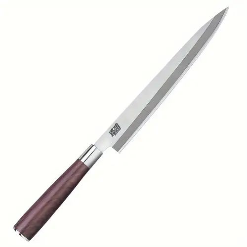 1pc professional japanese yanagiba knife 10 inch knife japanese sushi knife stainless steel meat slicing chefs knife fish slicing knife 7cr15mov steel and traditional wooden handle suitable for kitchen and outdoor use