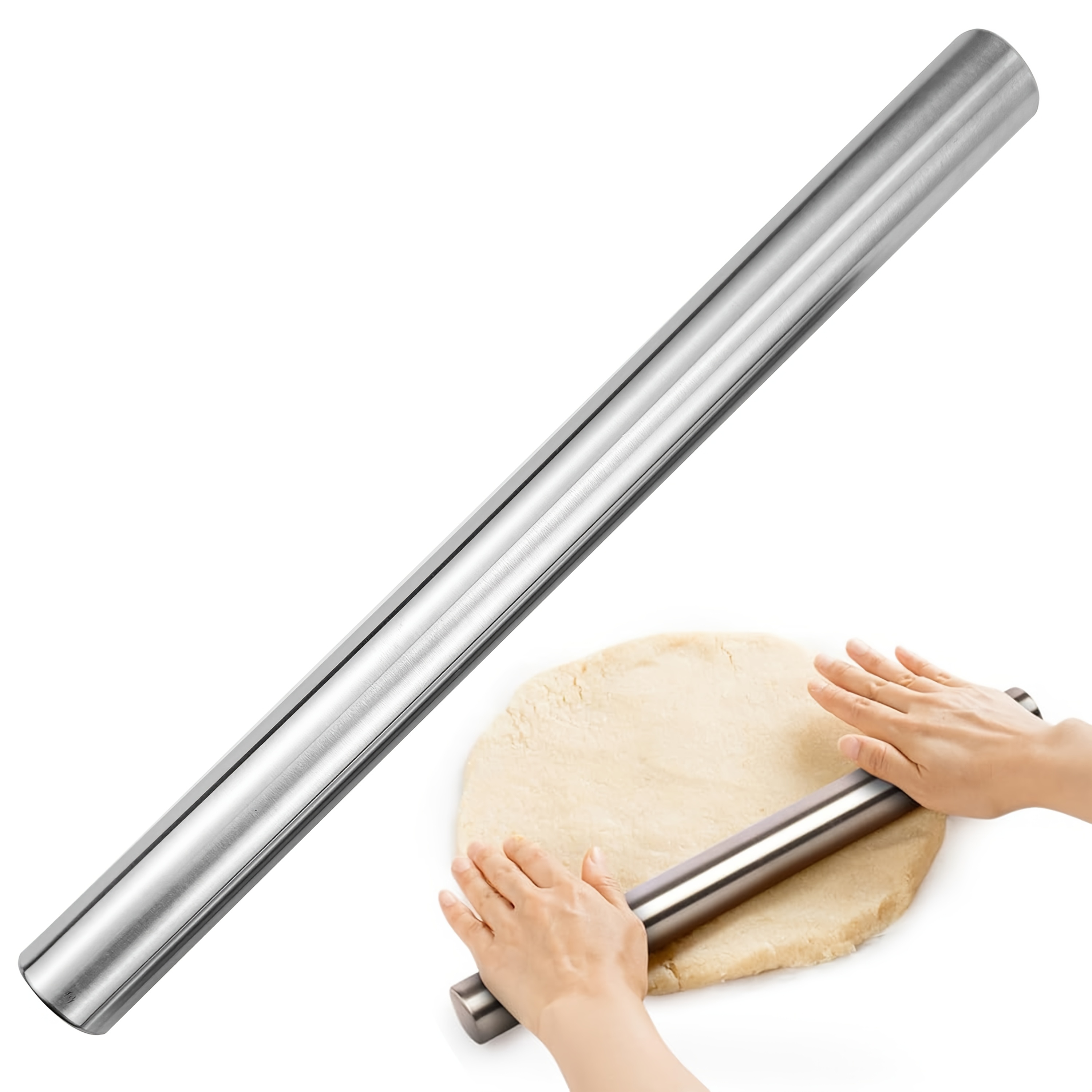 

Steel Rolling Pin, Suitable For Baking, Rolling Sugar, Cookies, Pies, , And Pizza Dough, Hollow And Lightweight Stainless Steel 30/25/20cm