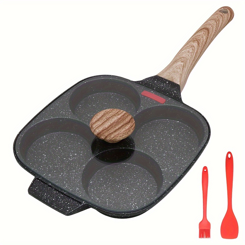 

4 Cups Egg Pan Fried Egg Pan, Egg Frying Pan With Lid, Nonstick 4 Cups Pancake Pan Aluminium Alloy Cooker For , &pfos Free, Gas Stove & Induction Compatible