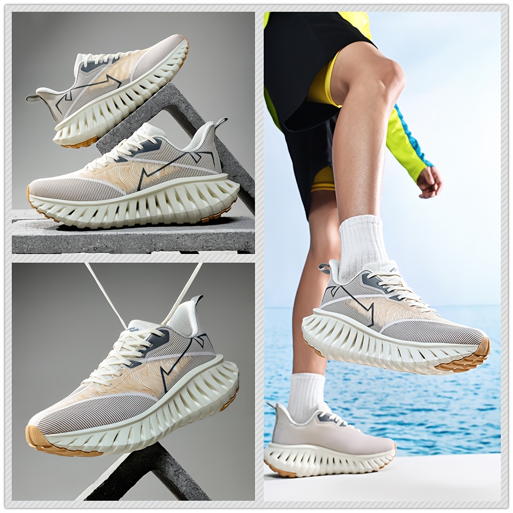 Men'S Technology Carbon Board Running Shoes | Breathable Athletic Sneakers with Cushioned Shock Absorbing EVA Chunky Sole, Casual Sporty Look, Slip-resistant Wear-resistant All-Terrain Grip for Gym, Jogging, Marathon - Running & Work Out Training Sh