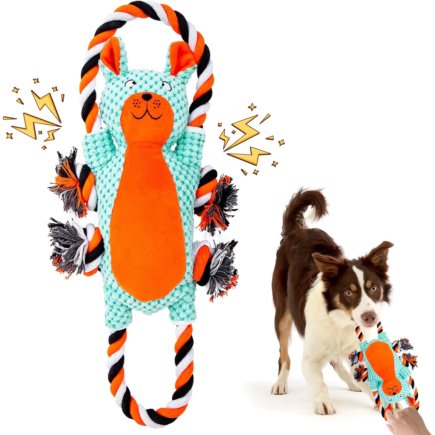TEMU Interactive Squeaky Dog Toy For Aggressive Chewers - Plush Tug Of War Toy To Keep Small, Medium, Large Dogs Busy