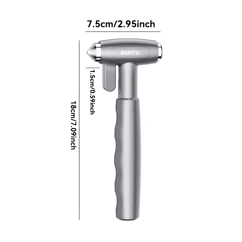 TEMU Car Safety Hammer, Vehicle Escape Tool. Steel Tip, Fearless Of Water Pressure, Breaks Windows Fast. Alloy , Built-in Stainless Steel Cutter