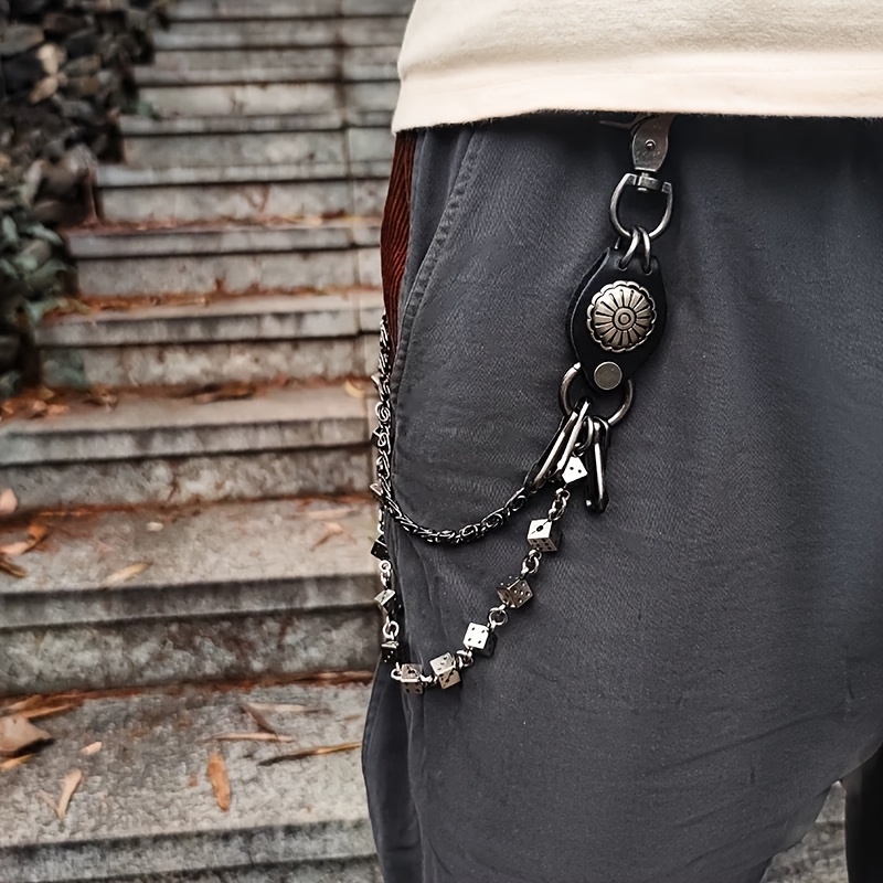 A Trendy And Stylish Unisex Dice Chain Belt, Featuring a Retro Motorcycle  Hip-Hop, Punk, And Dark Fashion