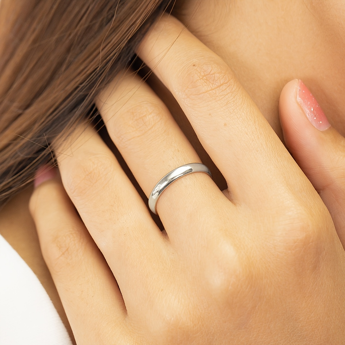 Women's 0.118inch Wide Plain Circle Ring, Engagement