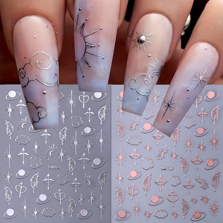 

2pcs Y2k & Art - Silvery & , -adhesive Decals For Diy