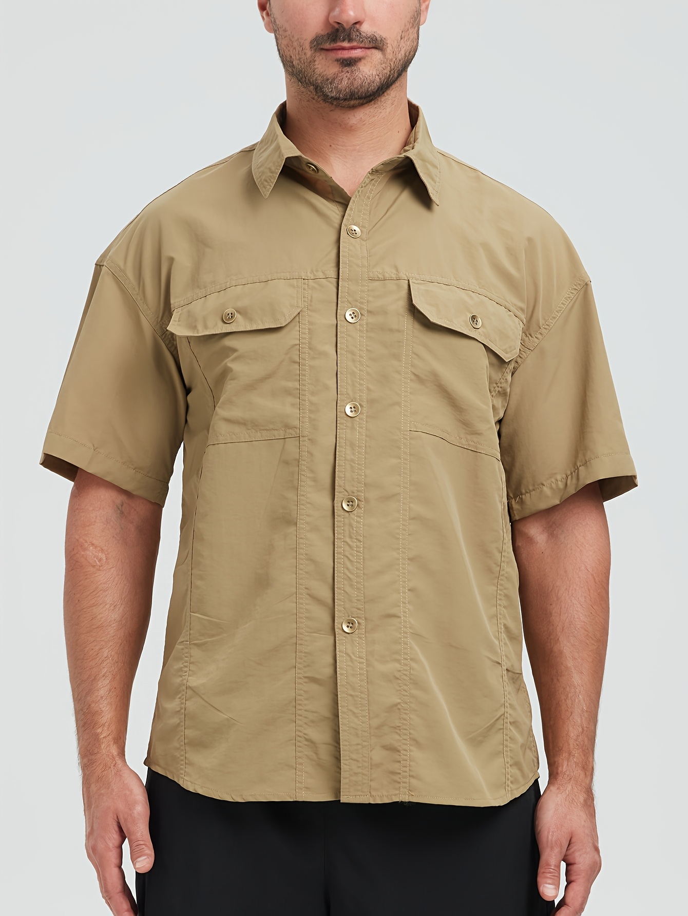 men's lightweight breathable nylon cargo shirt casual summer