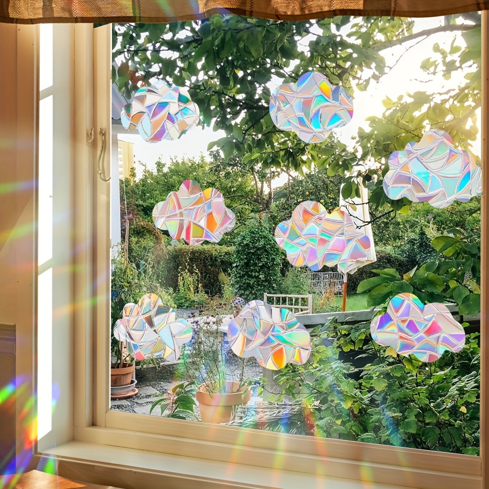 colorful sun catcher rainbow window film anti bird collision electrostatic pvc sticker for home decor round glass contemporary style details 8