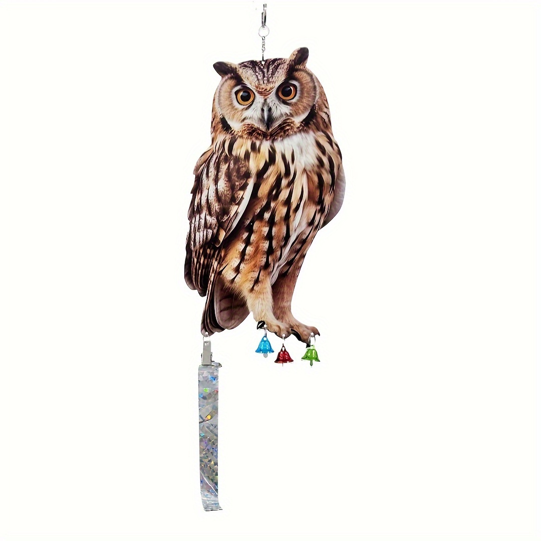 

1pc, Metal Fake Owl Hanging Owl To Keep Birds Away Reflective Hanging Bird Decoration With Reflective Tape Effective Bird Control Device To Keep Birds Away From Outdoor Garden Yard