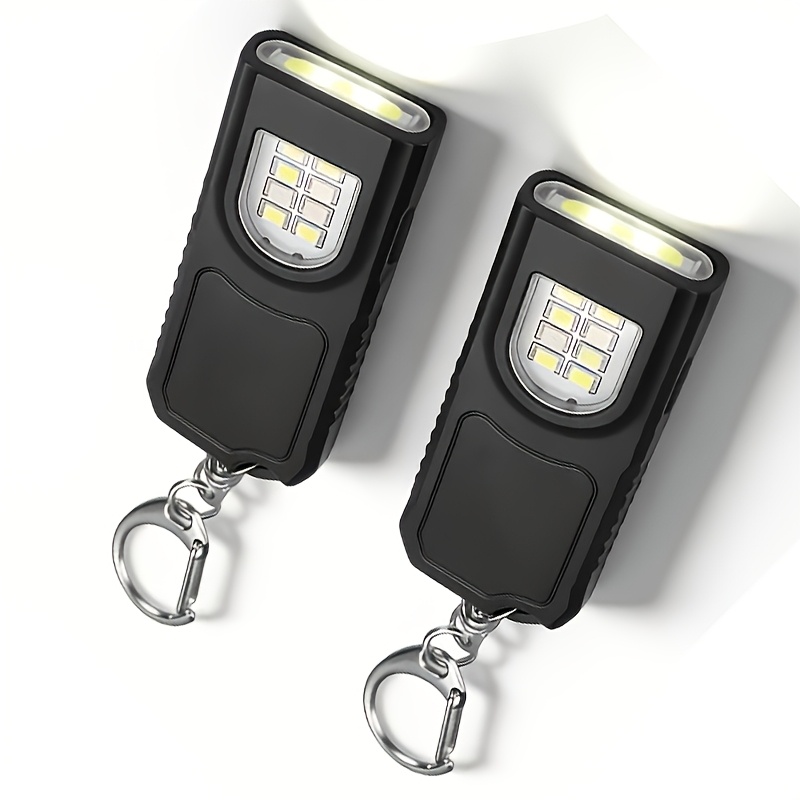 TEMU 2 Linternas portátiles recargables por USB | Mini luz de llavero, linterna frontal estilo clip de bolígrafo, 5 modos de iluminación, linterna de