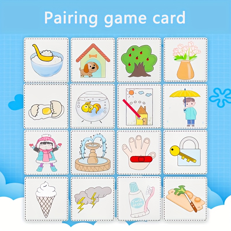 16pcs Fun Matching Cards Scene Matching Teaching Aids Game Elementary School Kindergarten Puzzle Model Toy Development Thinking Learning & Education, Flash Cards, Stem, Back To School