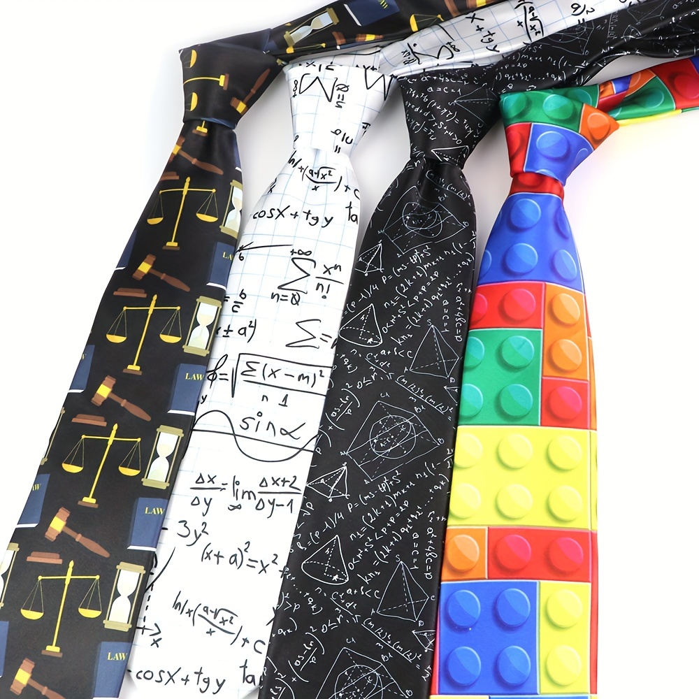 

Soft Simulated Silk Print Tie, Airplane Music Football Tie, School Daily Party Work Tie Accessories