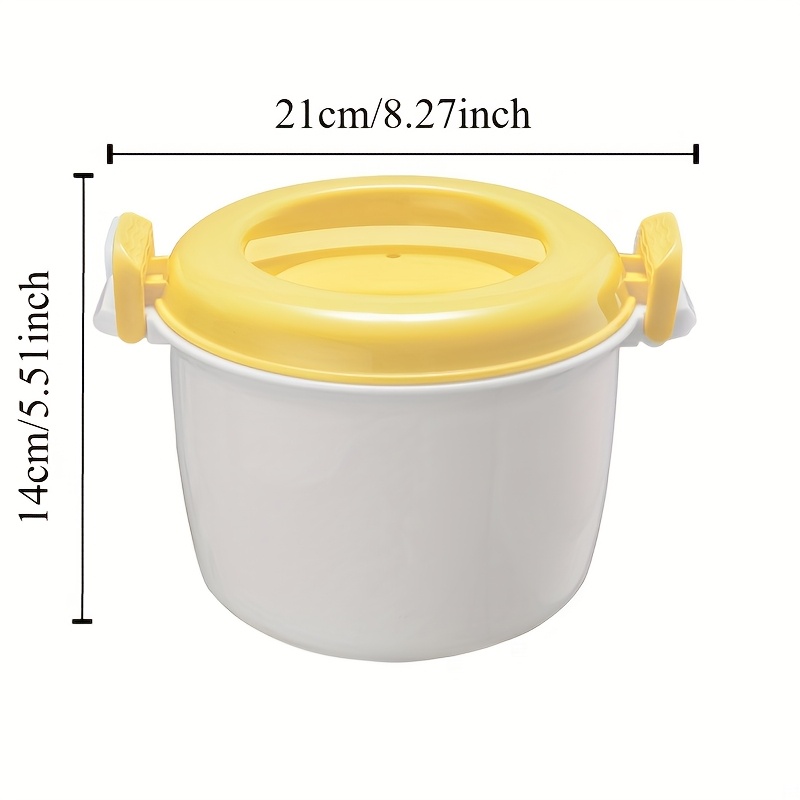 Image of 1pc Yellow And White Microwave Large Capacity Rice Cooker, (non-) Plastic Insulated Lunch Box, Fresh-keeping Lunch Box, Convenient For Household Use