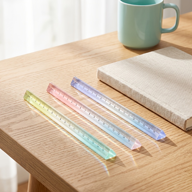 TEMU 3/6pcs Random Color Gradient Three-sided Acrylic Ruler