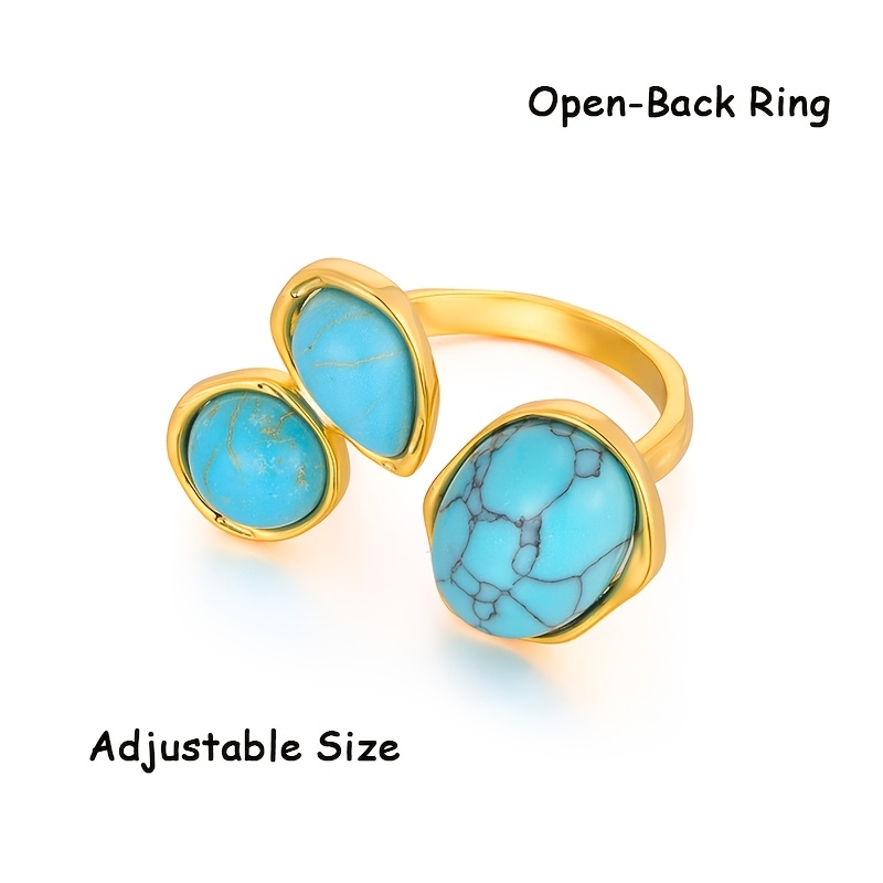 Image of 925 Ring Jewelry 2026 Turquoise Golden Anti-allergy Fashion Charm Temperament Elegant Style Give Her Mother's Day Valentine's Day Birthday Gift Gift Box Packaging