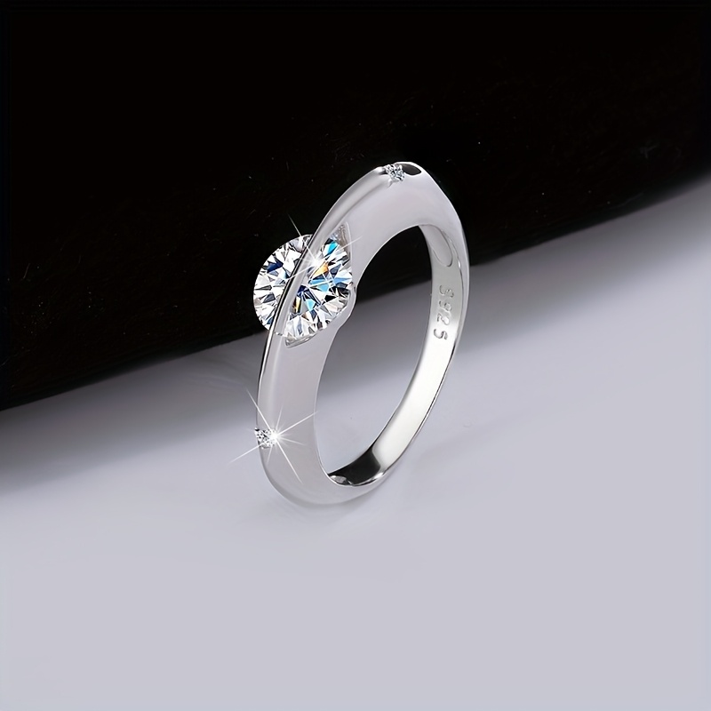 Women's S925 Silver Moissanite Sparkling Planet Orbiting Ring, Elegant Design